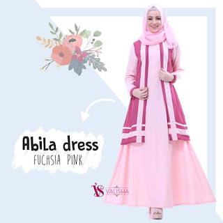 Gamis Valisha Abila Dress Fuchsia Pink