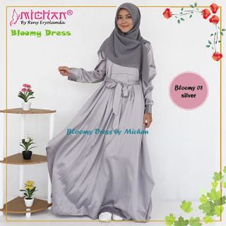 Gamis Michan Hijab Bloomy 08 Silver